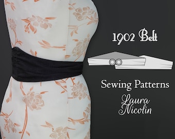 1902 Edwardian Belt, Edwardian Shirt, Edwardian Patterns, 1900s Fashion, Historical Pattern, 1900s Bodice, Edwardian Accessory