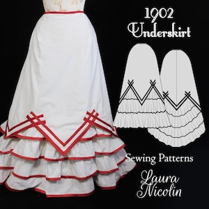 1902 Edwardian Underskirt, Christmas Edwardian Skirt, PDF Sewing Patterns, Edwardian Historical Petticoat, Victorian Gown Pattern, EDUS02