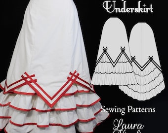 1902 Edwardian Underskirt, Christmas Edwardian Skirt, PDF Sewing Patterns, Edwardian Historical Petticoat, Victorian Gown Pattern, EDUS02