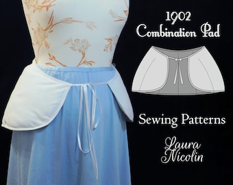 1902 Combined Bustle and Hip Pad Pattern, Hip Improver, Historical Patterns, Edwardian Pattern, Bustle Pad Pattern, Victorian, EDU04