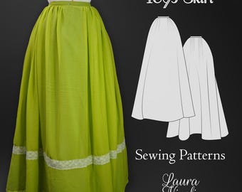 1895 Spring Skirt, Victorian Pleated Skirt, 1890s Digital Patterns, Victorian Patterns, 1890s Fashion, Period Costume Pattern, 1890s Skirt