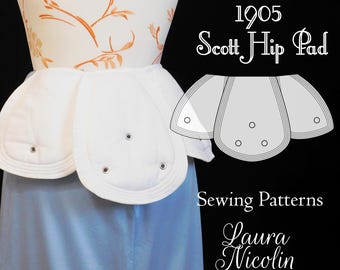 1905 Scott Hip Pad Pattern, Hip Improver, Edwardian Underwear, Historical Patterns, Edwardian Pattern, Bustle Pad Pattern, Victorian