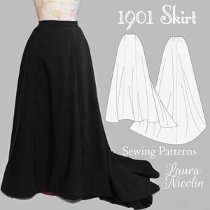 1901 Edwardian Mourning Skirt, PDF Sewing Patterns, Edwardian Mourning Dress, Edwardian Pattern, Historical Gown, Historical Pattern