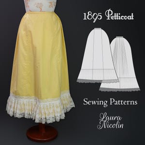 1895 Victorian Petticoat Sewing Patterns, Late Victorian Petticoat, Victorian Underwear Pattern, Historical Patterns, Victorian Undergarment