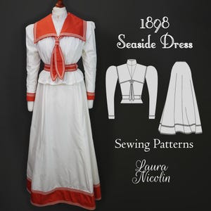 Digital Download Late Victorian Dress | Victorian Summer Dress | Victorian Seaside Dress | 1890s Dress Pattern | Period Costume Pattern