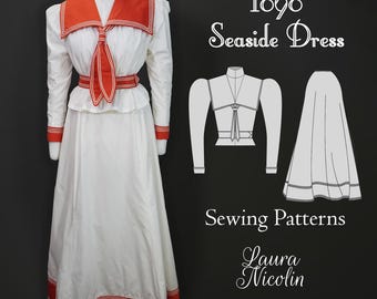 Digital Download Late Victorian Dress | Victorian Summer Dress | Victorian Seaside Dress | 1890s Dress Pattern | Period Costume Pattern