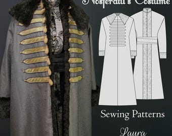 Nosferatu Costume Sewing Patterns, Nosferatu Coat and Tunic, Nosferatu Patterns, Medieval Tunic, Russian Coat, Goth Vampire Sewing Patterns
