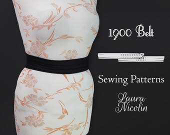 1900 Edwardian Belt, Edwardian Shirt, Edwardian Patterns, 1900s Fashion, Historical Pattern, 1900s Bodice, Edwardian Accessory