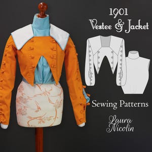 1901 Edwardianische Jacke mit Mieder, Edwardianisches Hemd, 1900 Mieder, Historisches Muster, Viktorianisches Muster, Edwardianisches Kleid
