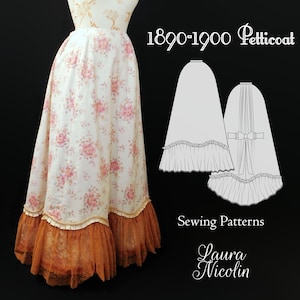 1890 - 1900 Petticoat Pattern, Late Victorian Edwardian Petticoat Pattern, Late Victorian Undergarment, 1890 Fashion, 1900 Fashion, Skirt