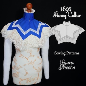 1895 Fancy Victorian Collar Historical Pattern, Victorian Cape Pattern, Victorian Edwardian Mantle, 1890s Fashion, Victorian Summer Dress