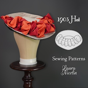 1903 Edwardian Hat PDF Sewing Patterns, Victorian Floral Hat, Edwardian Hat Patterns, 1900s Fashion, Historical Pattern, Victorian Accessory