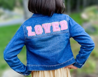 Girls "Loved" Jacket, embroidery patches, unique jacket, gift