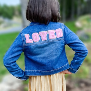 Girls "Loved" Jacket, embroidery patches, unique jacket, gift
