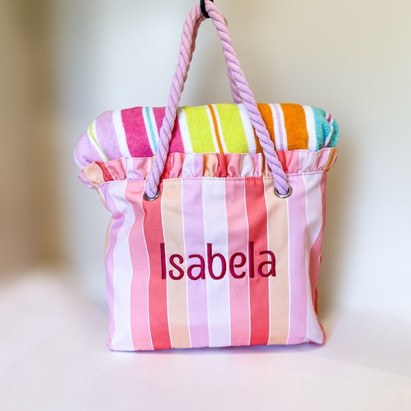 Customized Beach Bag and Matching Towel, Gift, Party Favor, Birthday Present, Summer Birthday