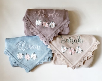 Monogrammed Baby Blanket: Custom Knit Cotton Receiving Blanket