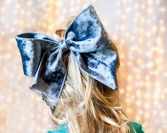 Girl's Monogrammed Velvet Hair Bow: Christmas Bow, Multiple Colors