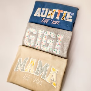 Mama Embroidered Baby Onesie Sweatshirt, Sweatshirt made from Baby Onesie, Mother&#39;s Day Sweatshirt, Heirloom, Grandparent, Personalized Gift
