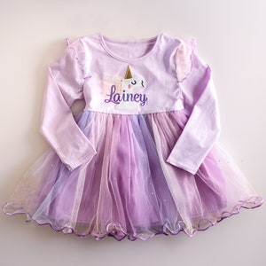 Girl&#39;s Personalized Unicorn Dress, monogrammed toddler dress, birthday dress, birthday outfit, gift, tutu