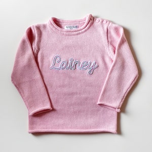 モノグラムフェルトネーム100%コットンロールネックセーター、幼児と子供用、高品質カスタマイズ秋冬、ギフト、クリスマス