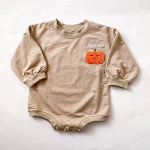 Baby/Toddler Pumpkin Monogrammed Onesie, Fall Fashion, Custom, Pumpkin Patch, Baby Sweatshirt Romper
