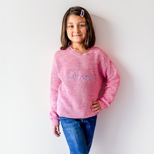 Girls Customized Felted Letter, 2d Monogrammed Sweater, Knit Sweater, Valentines, Christmas Gift, Unique Clothing