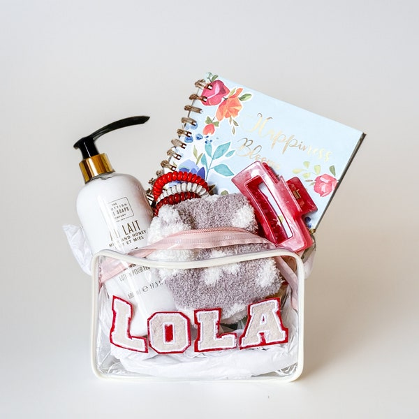 Monogrammed Teen Gift Set, Pouch, College Care Package, School Colors, Birthday Gift, Teacher Gift, All Ages