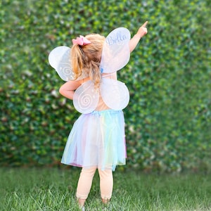 Girl's Monogrammed Fairy Wing Costume Set, Dress Up, Birthday Gift, Halloween Costume, Customized Butterfly Wings and Tutu Set