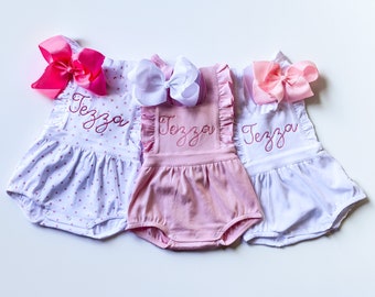 Baby Girl Romper Set, Romper for Spring Summer, Vacation Outfit, Family Photos, Easter, Baby Gift