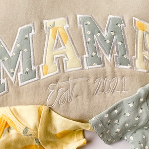 Mama Embroidered Baby Onesie Sweatshirt, Sweatshirt made from Baby Onesie, Mother&#39;s Day Sweatshirt, Heirloom, Grandparent, Personalized Gift