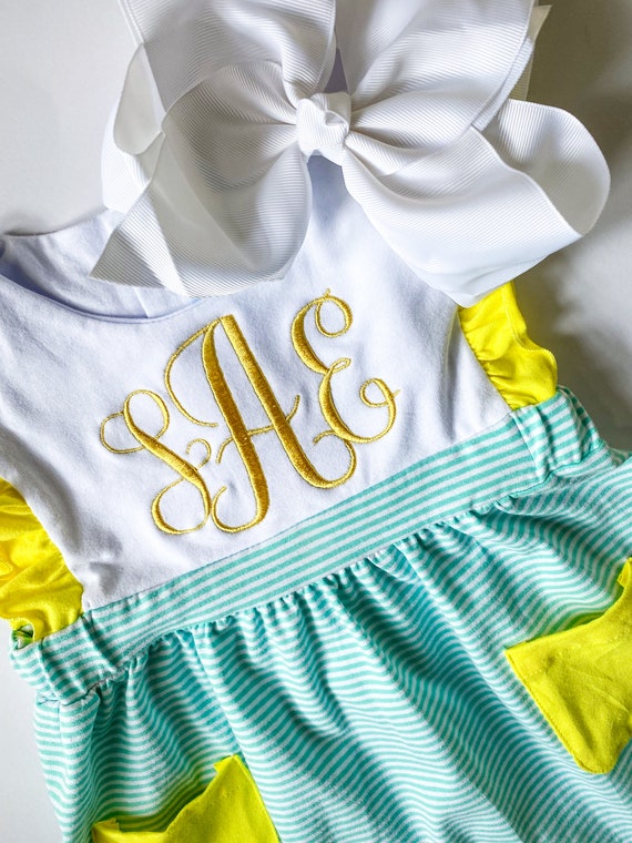 Embroidered Girl's Name Dress: Monogrammed, Special Occasion Outfit Embroidered Girl's Name Dress: Monogrammed, Special Occasion Outfit