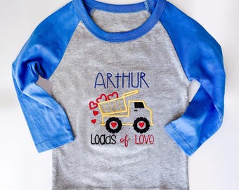 Monogrammed Valentine's Day Boy Outfit: Embroidered Valentine's Truck, Loads of Love