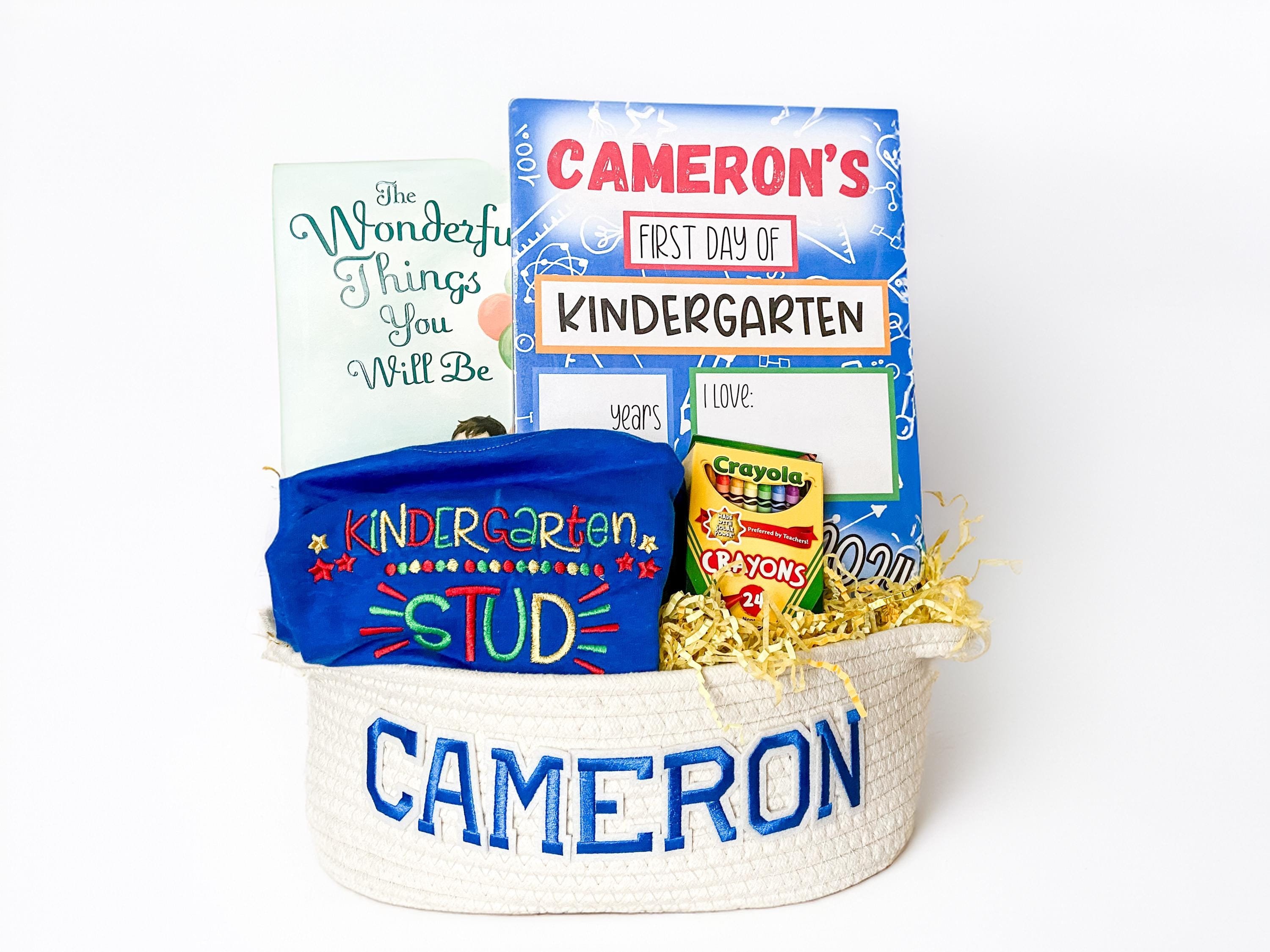 Monogrammed Back to School Basket: Embroidered Shirt, Board Book