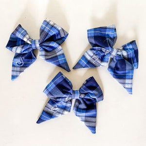 Custom Uniform Hair Bow, Monogrammed Bow to Match Any School Uniform!