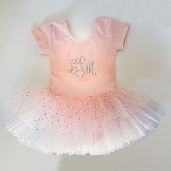 Girls Monogrammed Tutu Dress, Custom Embroidered Ballet Leotard, Toddler Ballet