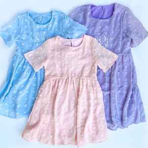 Girls Monogrammed Easter Dress, Spring Dress, Wedding Flower Girl Dress, Customized