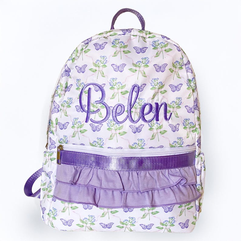 Girls Unicorn Butterfly Backpack, Floral Ruffle, Monogrammed - Etsy