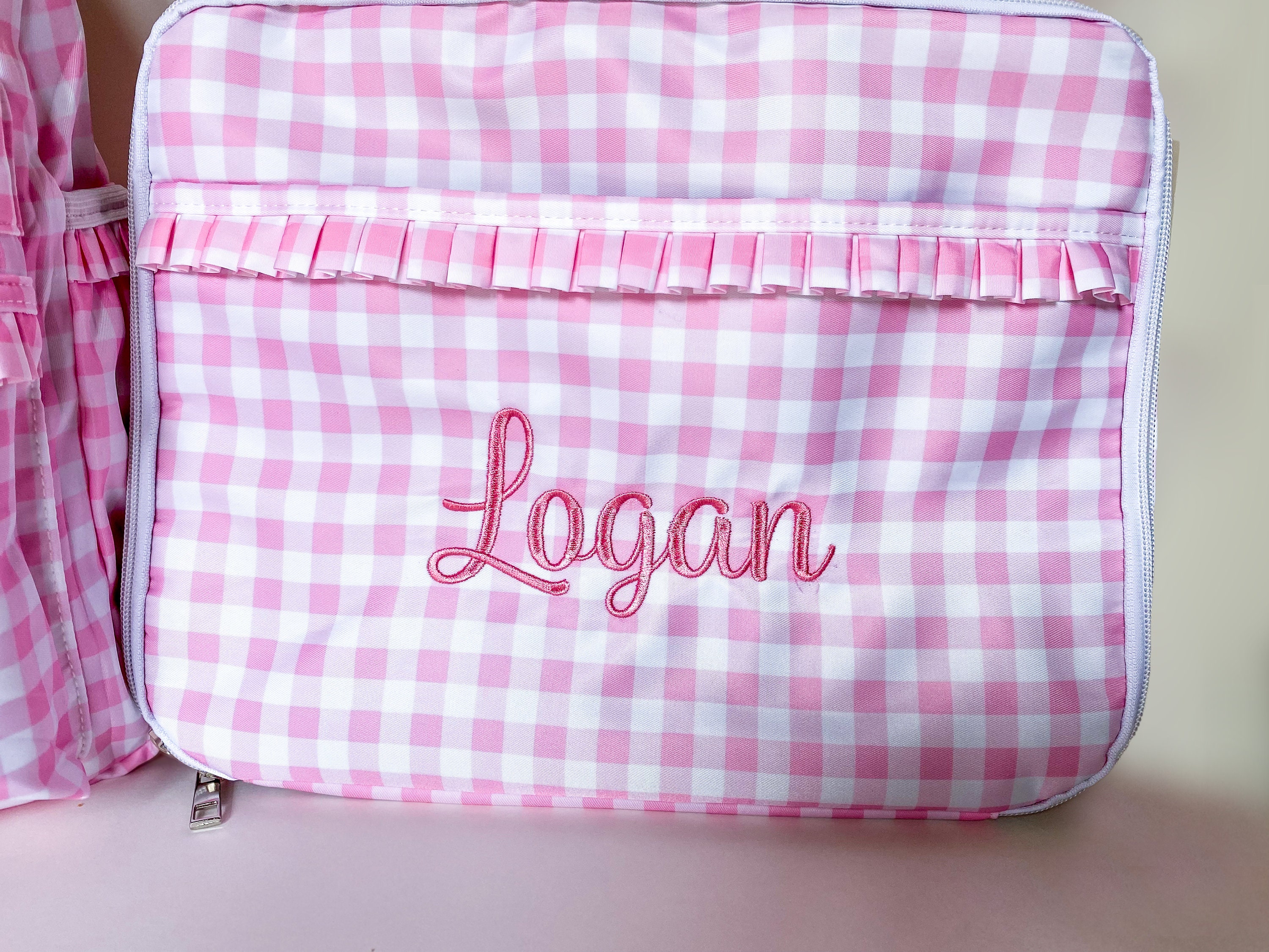 Girl's Monogrammed Gingham Backpack With Matching Lunch Etsy