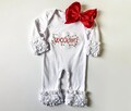 Monogrammed Baby Girl Christmas Bodysuit: Ruffle Cuff, Christmas Tree