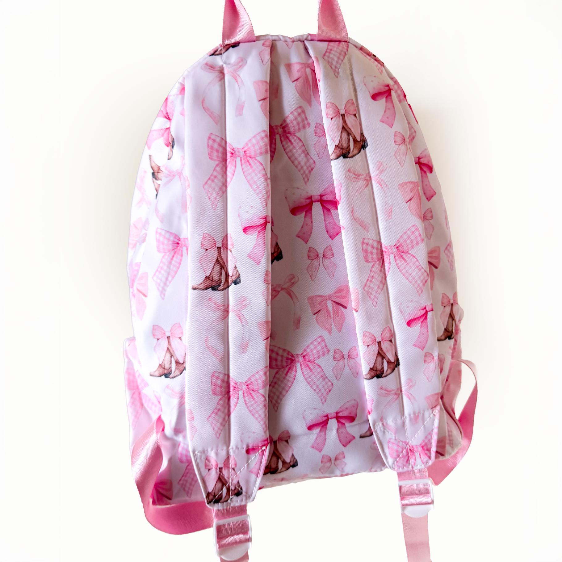 Pink Ruffled Backpack Personalized Pink Bow Backpack, Girls Backpack, Cowgirl Backpack ...