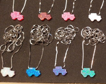 Sterling Silver Necklace with Opal 4X4 Charm