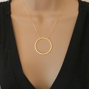 Large Circle Necklace Dainty Gold Open Circle Karma Necklace Delicate Eternity Circle Necklace Infinity Necklace Girlfriend Gift Idea