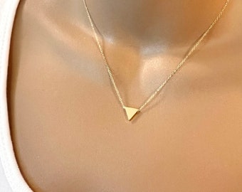 Triangle Necklace, Matt Gold Triangle Pendant Necklace, Tiny Triangle Necklace, Dainty Layering Necklace, Minimalist Necklace Gift for Her