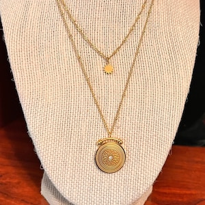 Coin Necklace, Medallion Necklace, Gold Coin Pendant Necklace, Center of the Universe Coin Medallion, Roman Baroque Etruscan Coin Necklace