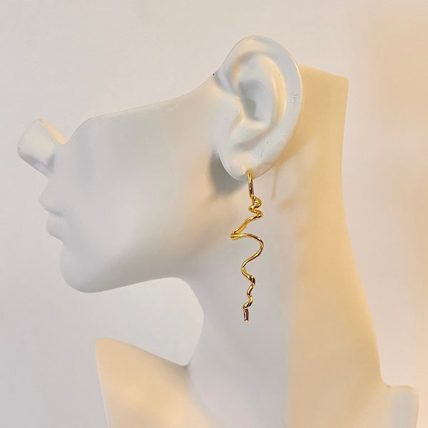 Abstract Swirl Earrings, Asymmetric Twisted Earrings, Wavy Earrings, Unique Sculptural Earrings, Contemporary Fashion Earrings, Gift