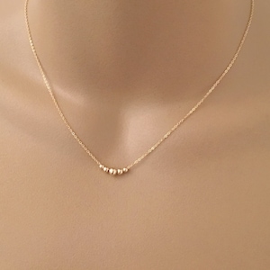 Dainty Gold Bead Necklace Delicate Small Gold Beaded Choker 14K Gold Fill Ball Necklace Sterling Silver Bead Necklace Layering Necklace Gift