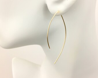 Wishbone Threader Earrings Arch Earrings Lightweight Wire Earrings Simple Gold Filled or Sterling Silver Earrings Unique Boho Earrings