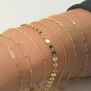Dainty Chain Bracelet Gold Filled Bracelet Layering Bracelet Delicate Bracelet for Women Gold Chain Bracelet Satellite Figaro Rolo Coin