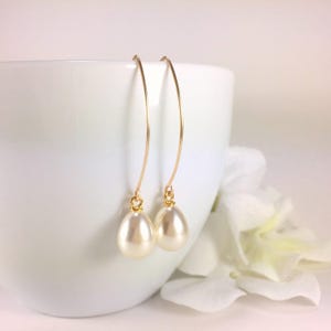 Pendientes de perlas en forma de lágrima, largos o cortos, joyería nupcial, oro, plata o rosa