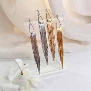 Tassel Earrings, Chain Tassel Statement Earrings, Gold Waterfall Earrings, Gold or Silver Fringe Earrings, Long Dangle Earrings